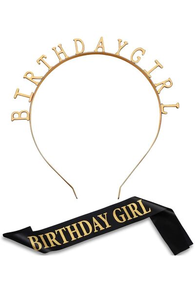 Arabest 2-Piece Birthday Set,Headband,Satin Sash,Tiara Crown,Reusable,Glitter...