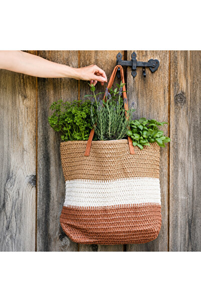 Clayre Sea Whisper woven paper fiber summer shopper bag 50x40 cm