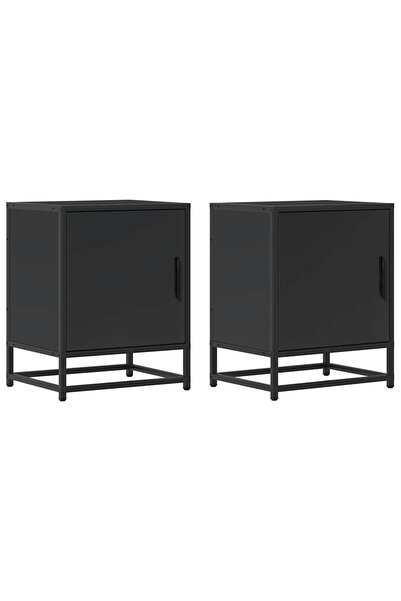 vidaxl Noptiere 2 buc Negru 40x31x50 cm Lemn și metal prelucrat