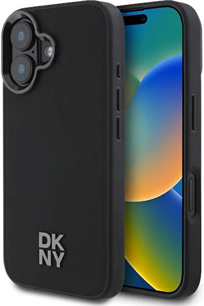 Dkny Leather Stack Logo Magsafe Πίσω Κάλυμμα από Συνθετικό Δέρμα Μαύρο (iPhon...