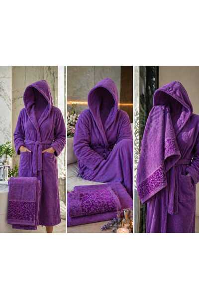 Terminus Luxury Hooded Bathrobe 100% Cotton XL Bath Robe with Paisley Pattern