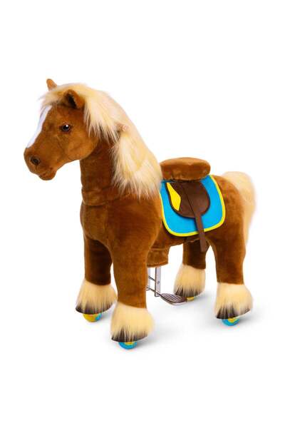 PonyCycle Премиум кон Модел Х – Плюшена играчка за яздене със спирачка, за 4-...