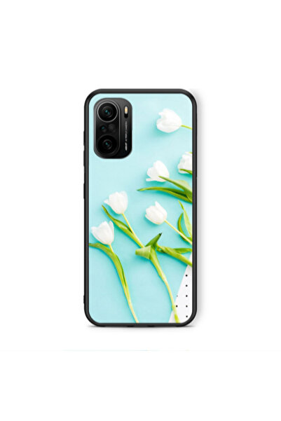 Other Xiaomi Poco F3 White Tulips Black Glossy Θήκη