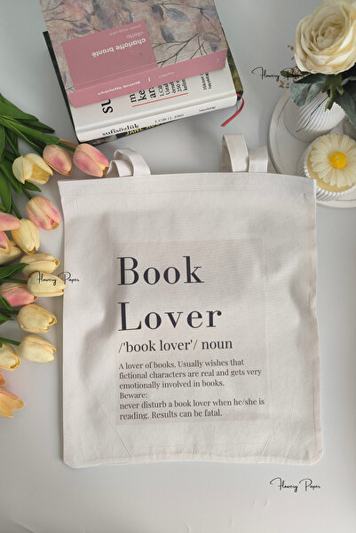 Flowery Paper Booklover Model Baskılı Pamuklu Ham bez Çanta