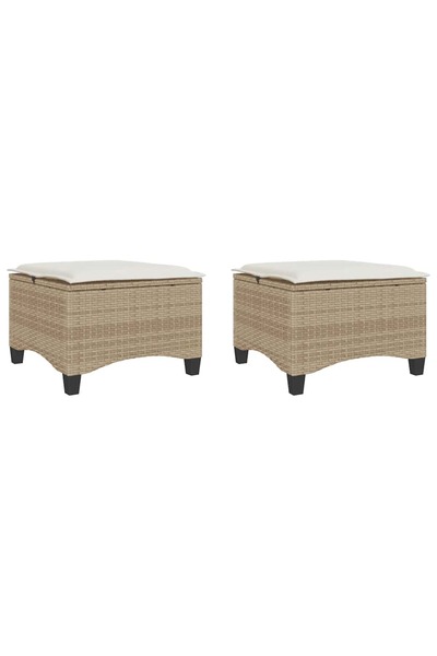 vidaxl Scaune de grădină cu perne 2 buc Bej 55x55x36 cm Poly Ratan