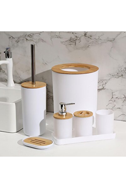 Arabest 6 Pcs Bathroom Accessory Set,White,Toothbrush Cup,Holder,Soap Dispens...