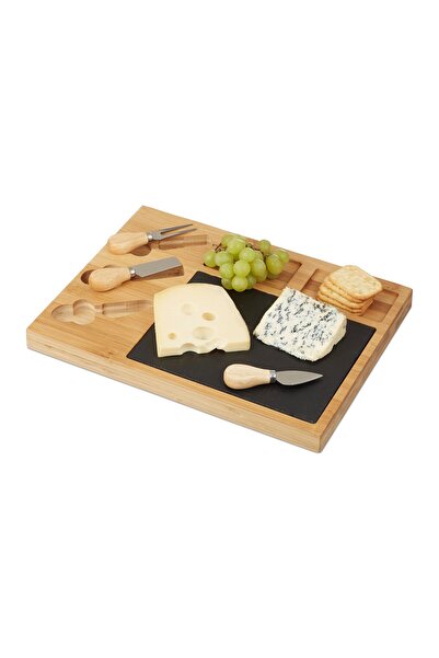 Ayawaska Appetizer and cheese serving Top Bottom Set , with Bamboo platter, 3...