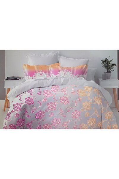 MILANO COLLECTION Set Lenjerie Pat Dublu 100% Bumbac 51209 C12 Pink/Orange