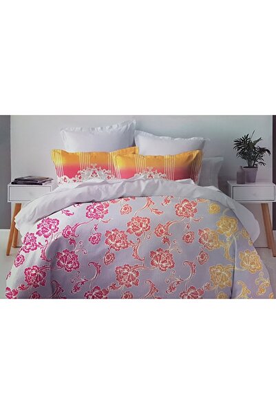 MILANO COLLECTION Set Lenjerie Pat Dublu 100% Bumbac 51209 C12 Red/Yellow