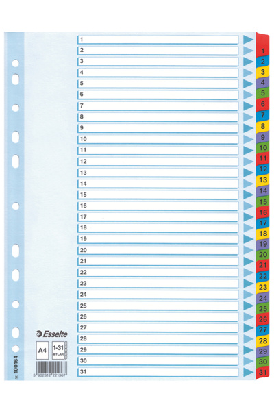 Esselte Separatoare pentru fișe indexate 1-31 MYLAR