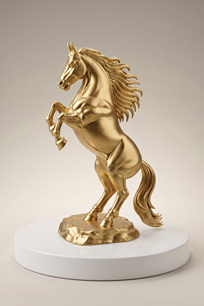 JoyShine Şahlanan At Heykeli, Gold Renk 25 CM, Dekoratif Salon Obje ve Ofis M...