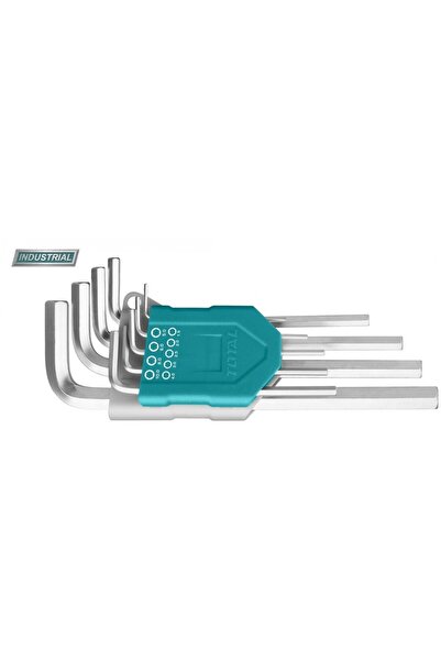 TOTAL Set 9 chei imbus hexagonale: 1.5-10mm, Cr-V, brat extra-lung (INDUSTRIAL)