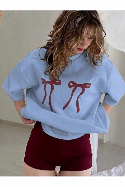 shidumanlar BEBE BLUE Unisex Ανδρικό/Γυναικείο T-Shirt με κορδέλα σε μπορντό ...