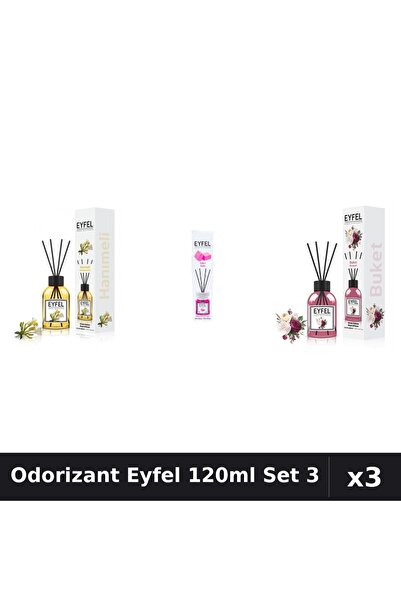 Eyfel Set 3 Odorizante Camera cu Betisoare 120ml - Bouquet, Bubble Gum, Mâna ...