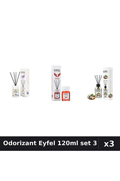 Eyfel Set 3 Odorizant Camera cu Betisoare 120ml - Orhidee, Red Dragon, Nuca C...