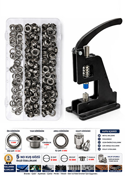 hodbehod 5 No Kuş Gözü Çakma Makinesi Seti – Tulumba El Presi ve 120 Set Kuş ...