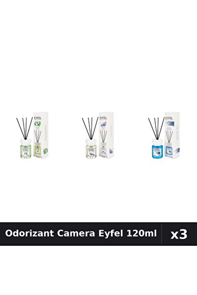 Eyfel Set 3 Odorizant Camera cu Betisoare 120ml - Iasomie, Orhidee, Cool Water