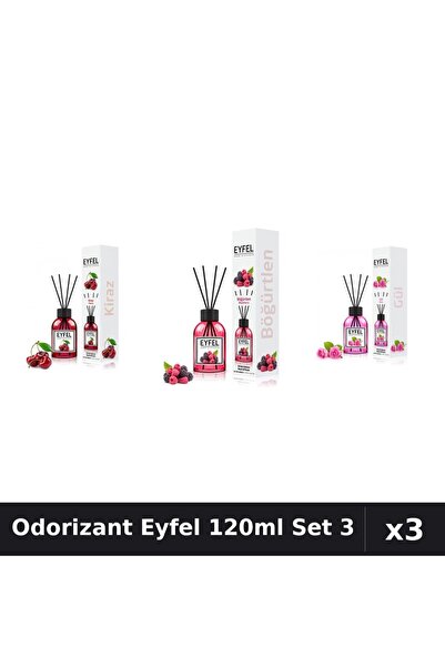 Eyfel Set 3 Odorizante Camera cu Betisoare 120ml - Cireșe, Fructe de Pădure, ...