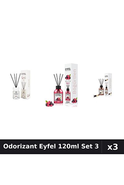 Eyfel Set 3 Odorizante Camera cu Betisoare 120ml - Bumbac, Fructe De Padure, ...