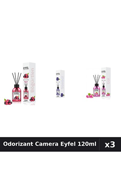 Eyfel Set 3 Odorizante Camera cu Betisoare 120ml - Fructe De Padure, Zambile,...