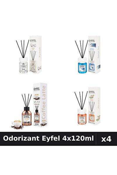 Eyfel Set 4 Odorizant Camera cu Betisoare - Bumbac, Cool Water, Cafea, Acacia...