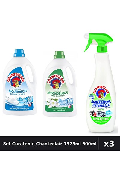 Chanteclair Set 3 Detergent și Degresant 1575ml 600ml - Bicarbonat, Mosc Alb,...