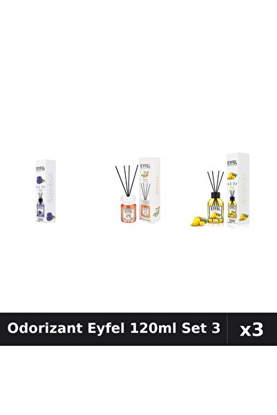 Eyfel Set 3 Odorizante Camera cu Betisoare 120ml - Zambile, Acacia, Ananas