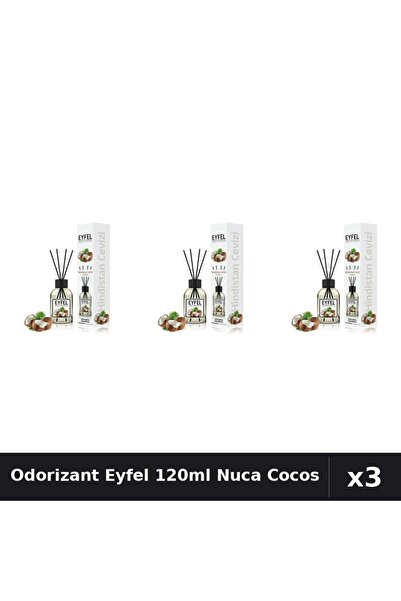 Eyfel Set 3 Odorizante Camera cu Betisoare - Nuca De Cocos, Parfum Intens 120ml