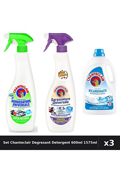 Chanteclair Set 3 Degresant și Detergent 600ml-1575ml - Lămâie, Mosc Alb, Bic...