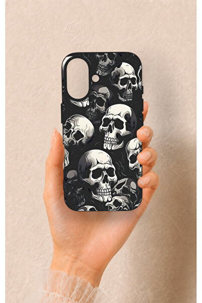 Vip Case iPhone 16 Uyumlu Kuru Kafa Desenli Darbe Emici Kılıf