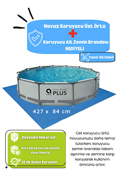 Kalitomi 427x84 cm Metal Gövde Bahçe Havuzu – Paslanmaz Çelik Konstrüksiyon K...