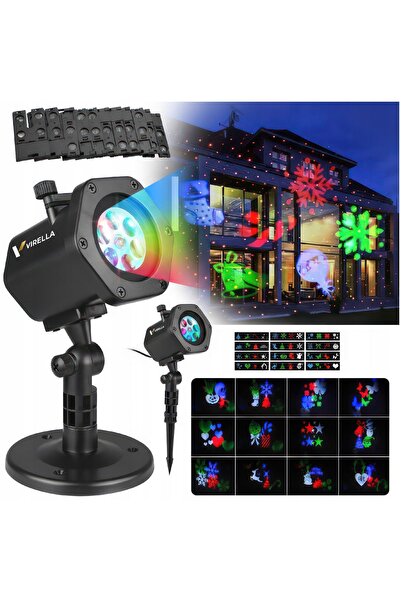 Brak Proiector de exterior cu laser, reflector luminos pentru casă, 12 cardur...