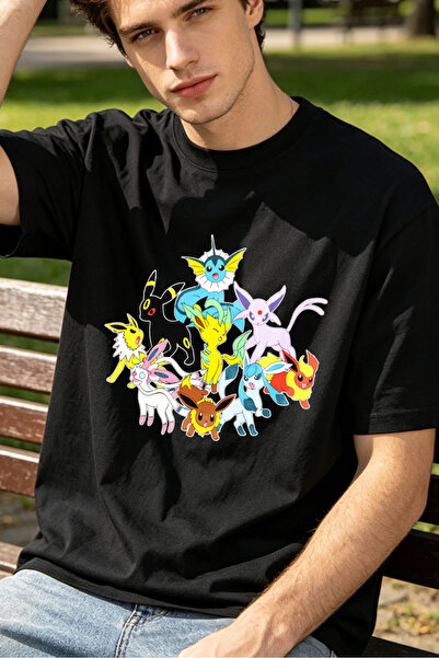 Fleck Casual Style T Shirts For Men Pokemon Eevee Evolution Line Personalized...