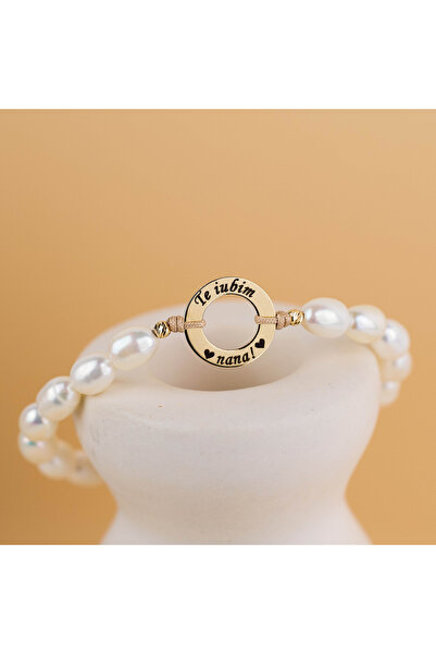 BLACK SWAN Bijoux Bratara perle naturale cultura cu Disc din Aur 14K - mesaj ...