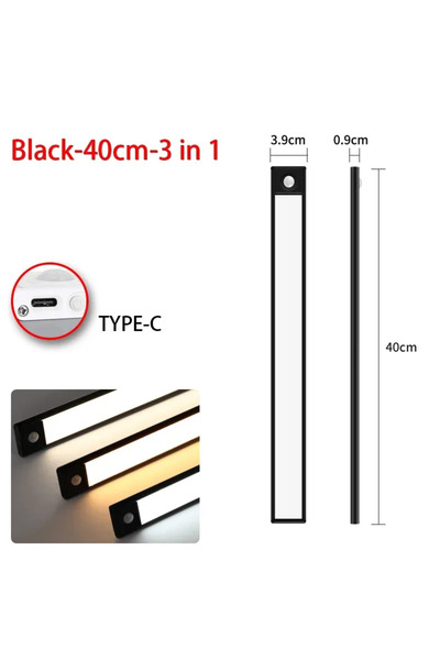 Choice1 Black-40cm-3 in 1 LED Under Cabinet Lights 10-50CM Motion Sensor Lamp...