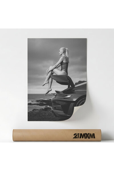21mxm Poster Decorativ Tematică Porsche Classic - 'Seaside Sunset', Material ...