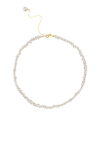 Lisa&Co. Organic Pearls Silver Necklace L Yellow gold plated silver / Freshwa...