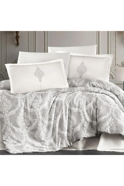 Clasy Ranforce Double Duvet Cover Set Kaldera Gray