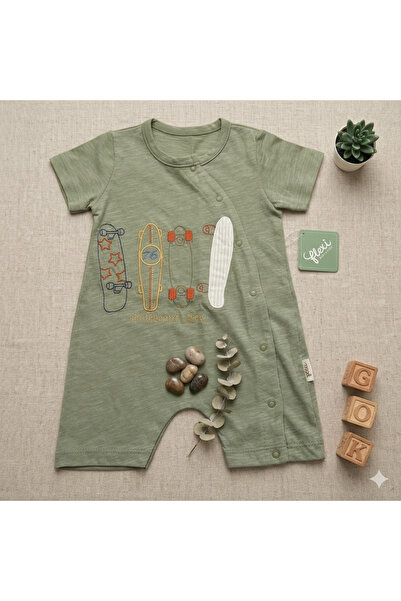 Victorino Summer Jumpsuit for Babies and Children Made of Cotton – Olive Gree...