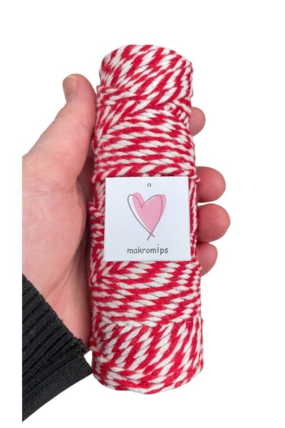 Makromİps Marteni̇çka Cord 100Gr(+_10) Red White Two-Colored Cord Bracelet Gi...