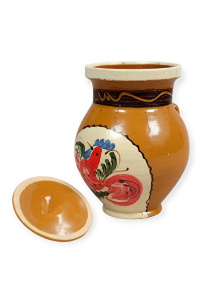 OEM Ulcior ceramic cu capac, 1 litru, pentru lapte, apa, vin, lucrat manual i...