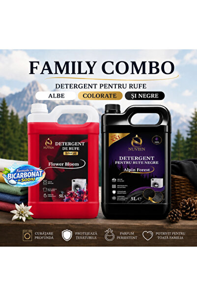 Nuvien Family Combo Detergent Package, complete package for white, colored, b...
