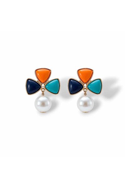 neslyaccessories أقراط اللؤلؤ المرصعة بالأحجار الملونة
