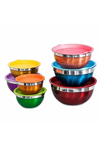 Tradeo 7 Piece Stainless Steel Mixing Bowl Set with Airtight Lids for Kitchen...
