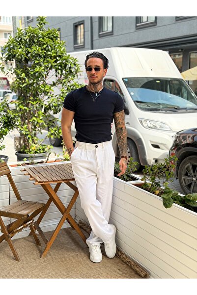 manch collection Tricou Basic Ribbed Slim Fit Bleumarin