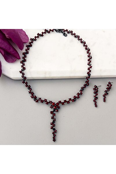 MOONGLOW ACCESSORIES Colier și cercei Red Glow