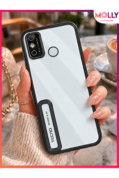 Molly TECNO SPARK 6 GO İçin Kenarları Metalik Siyah Lens Koruyuculu Lou Lazer...