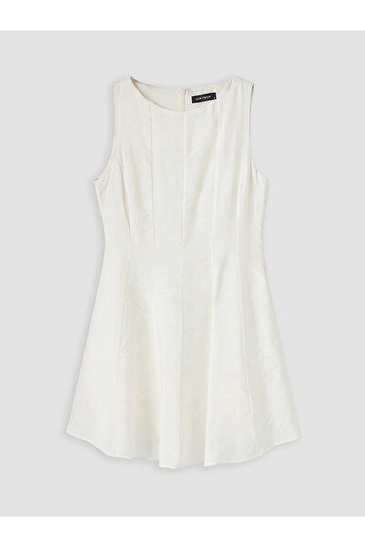 LC Waikiki Nevavm Women's Mini Dress with Stitching Detail and Oval Neckline