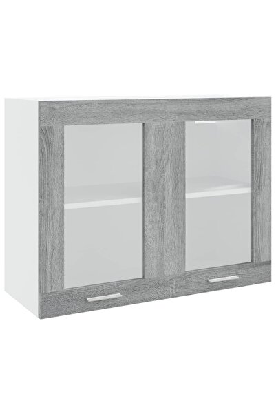 vidaxl Dulap de sticlă suspendat “Lyon” gri sonoma 80x31x60 cm