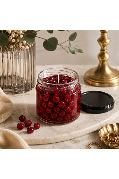CandleCastCreation YOĞUN VİŞNE KOKULU JEL MUM – Kavanozda Vişne 🍒 230mm